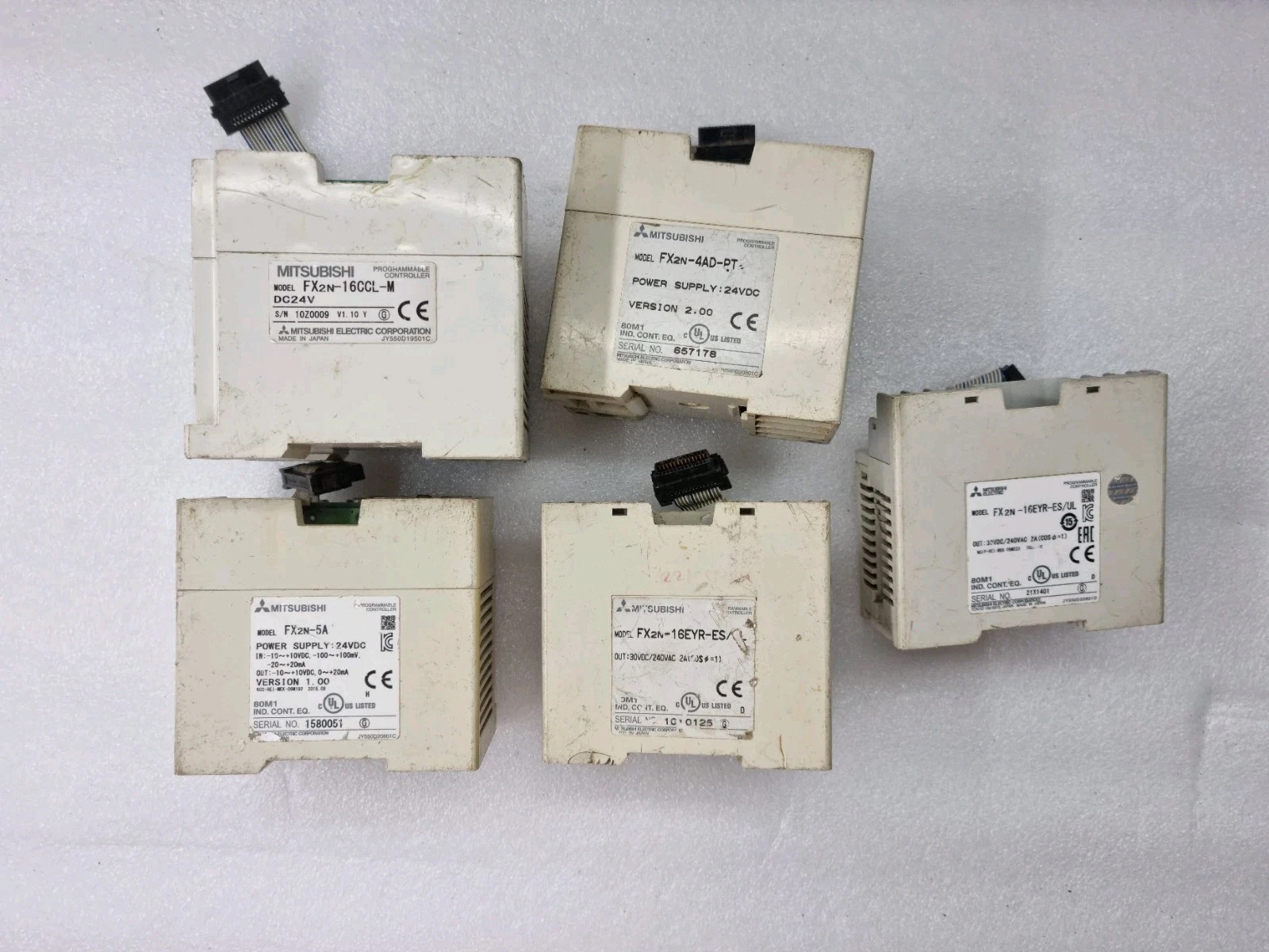5 x MITSUBISHI MODULE LOT FX2N16CCLM,FX2N4ADPT,FX2N5A,FX2N16EYRES,FX2N16EYRESUL
